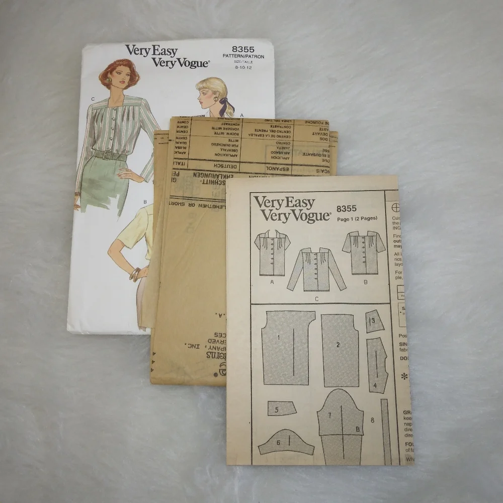 VOGUE 8355 Sz 8-12 Very Easy Vogue blouse